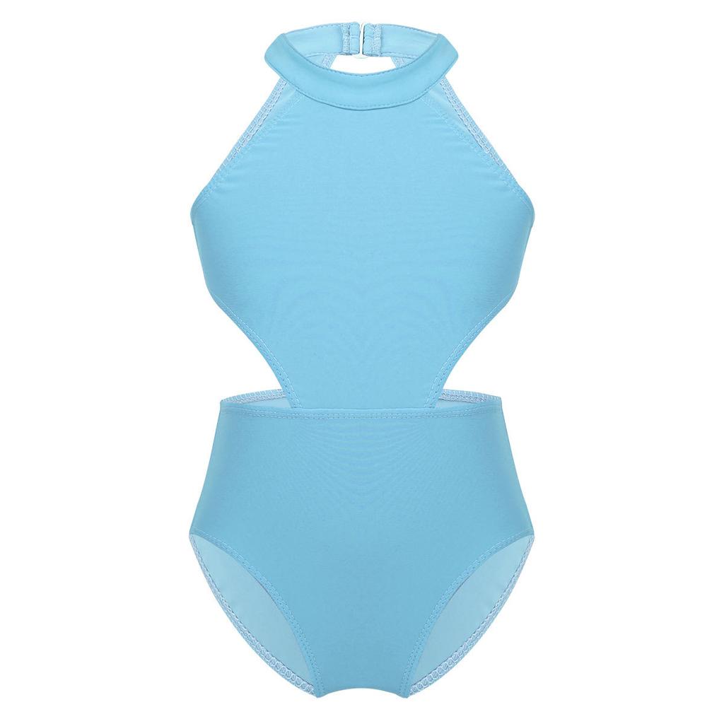 Dance Gymnastics Costume Kids Girls Halter Sleeveless Dance Leotard Jumpsuit