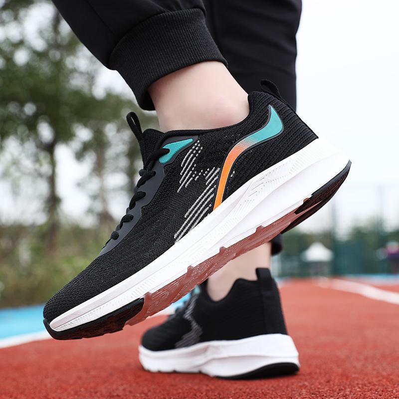 Новые дышащие кроссовки для бега из летящего трикотажа, мужские, для учеников средней школы, нескользящие, для джоггинга, молодежные спортивные повседневные кроссовки
