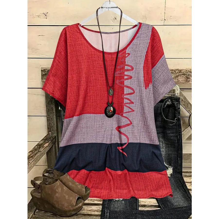 XL-7XL Большой размер Универсальный модный трендовый пуловер с принтом Футболка с короткими рукавами Топ