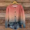 Женский винтажный вязаный кардиган-жакет на пуговицах с градиентным принтом