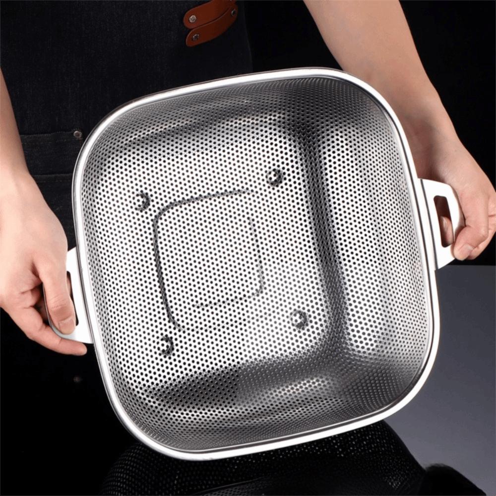 Stainless Steel Square Drain Basket Rust-proof Pasta Strainer Vegetable Washing Basket  Rice