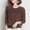 Корейская мода Круглый вырез Весна Осень Вязаный пуловер свитер Однотонный Женская одежда Элегантные офисные топы