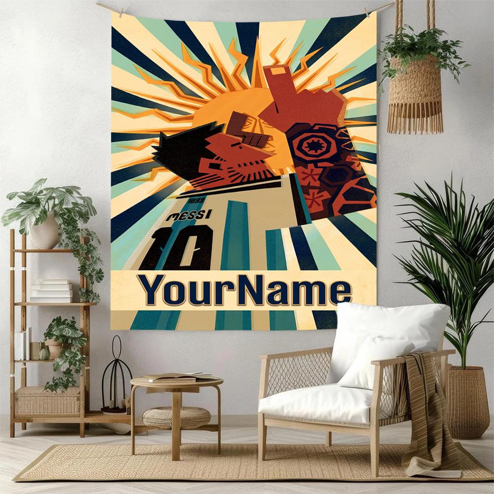 Messi Custom Your Name Wall Decor Tapestry Art For Pet Memorial Birthdaywedding Party Backdrop Family Gift