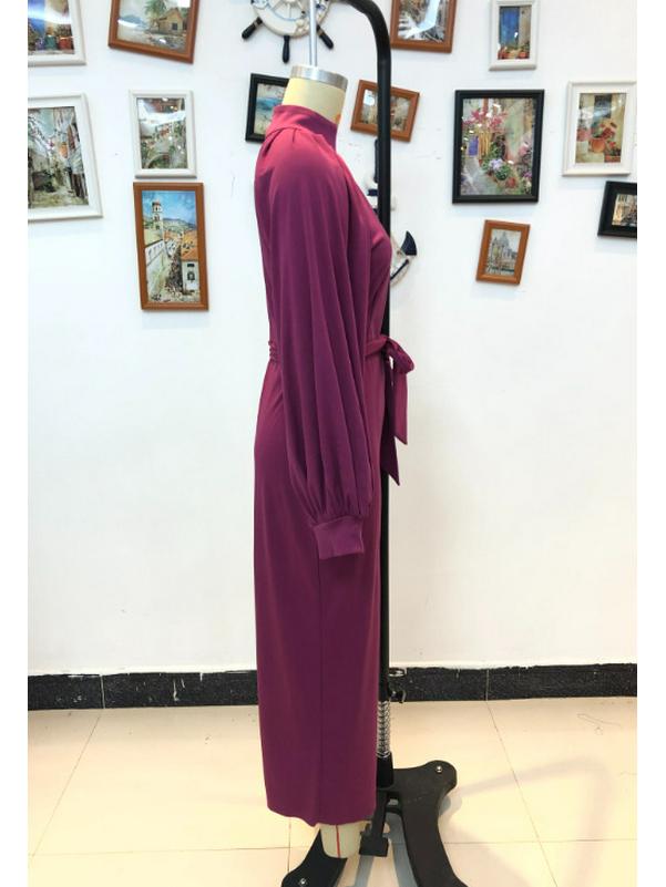 Элегантное облегающее платье с V-образным вырезом и рукавами-фонариками 2025 - Женская трансграничная мода