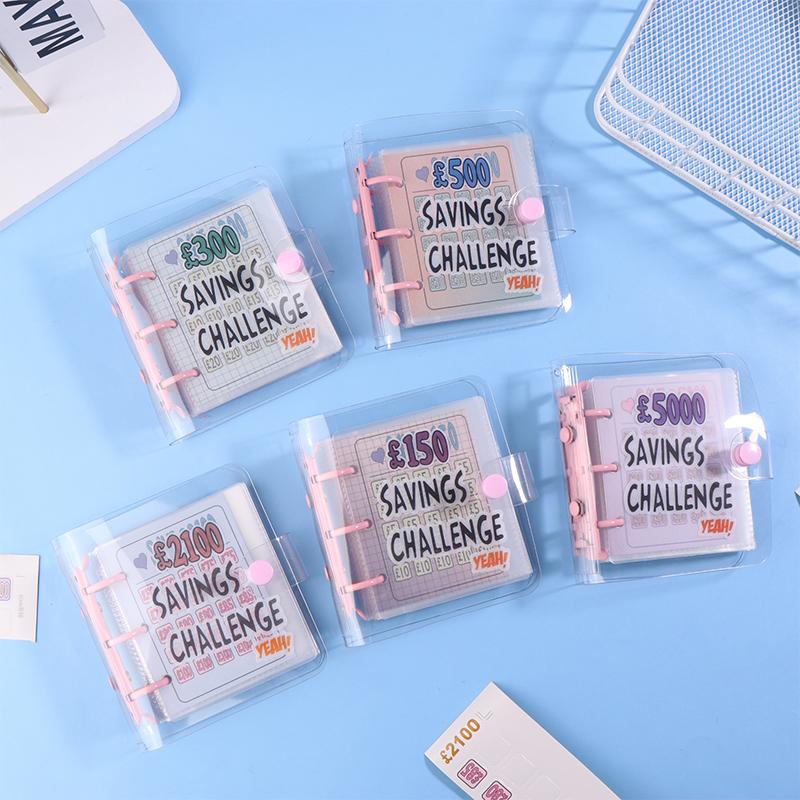Мини-папка Savings Challenge £150/300/500/2100/5000 Папка для экономии денег, 3 отверстия, ПВХ-папка, блокнот, бюджетная книга для хранения наличных денег