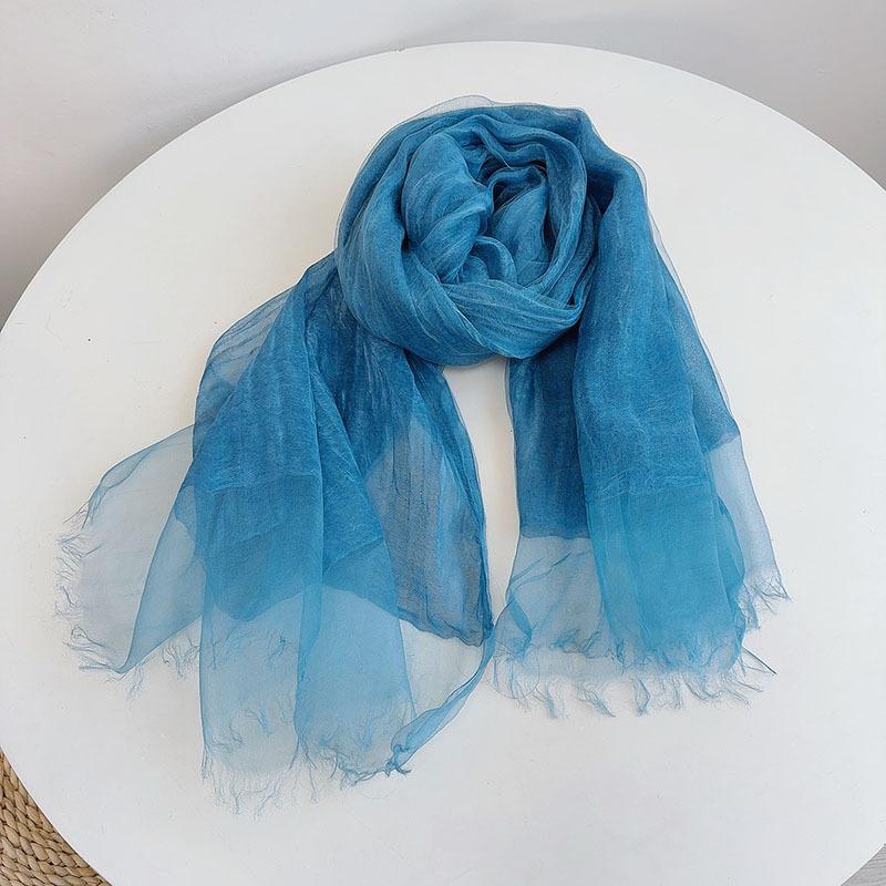 Double Silk Wool Scarf Spring And Autumn Thin Solid Color Mulberry Silk Shawl Women'S Silk Scarf