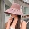 New Big Brim Sunshade Basin Hat Summer Breathable Sunscreen Bucket Hat Travel UV Protection Bow Sun Hat