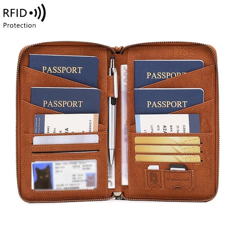 Многофункциональный держатель для паспорта с RFID-защитой, вертикальный кошелек для карт, дорожный органайзер для наличных, карт, удостоверения личности, для ежедневного использования на улице
