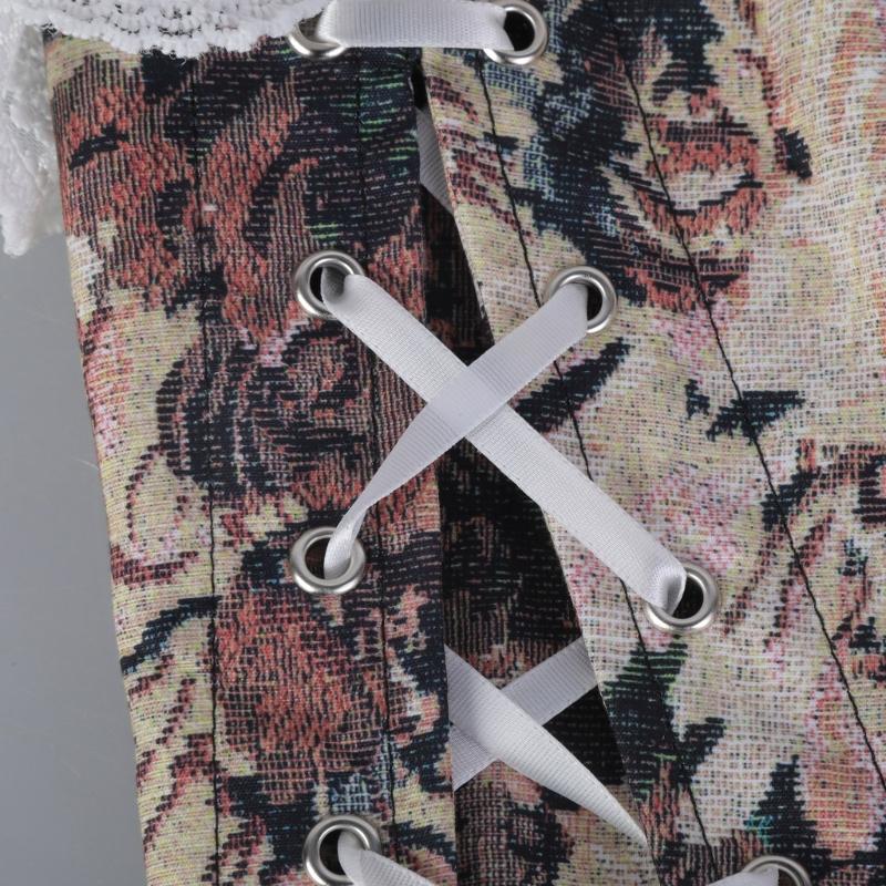 Корсетные топы для женщин для выхода в свет Цветочный бюстье Шнуровка для маек Укороченный топ Пояс-корсет Корсет с бретелями