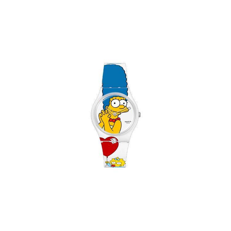 Swatch Кварцевые часы 30м водозащита Повседневные часы 34мм Белый циферблат Корпус из био-основы Силиконовый ремешок Женские часы SO28Z116