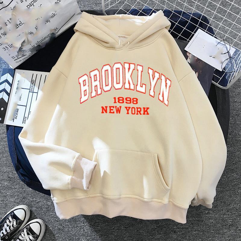 Весна Осень Толстовки Печатный Brooklyn Lette Уличная одежда Мужчины Женщины Мода Большие Толстовки Спортивные костюмы Унисекс Одежда Пальто