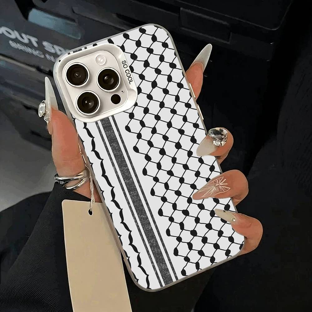 Чехол для телефона Палестинская кеффия для iPhone 11 12 13 14 15 16 Pro Max Plus белый Серебристый Чехол для телефона