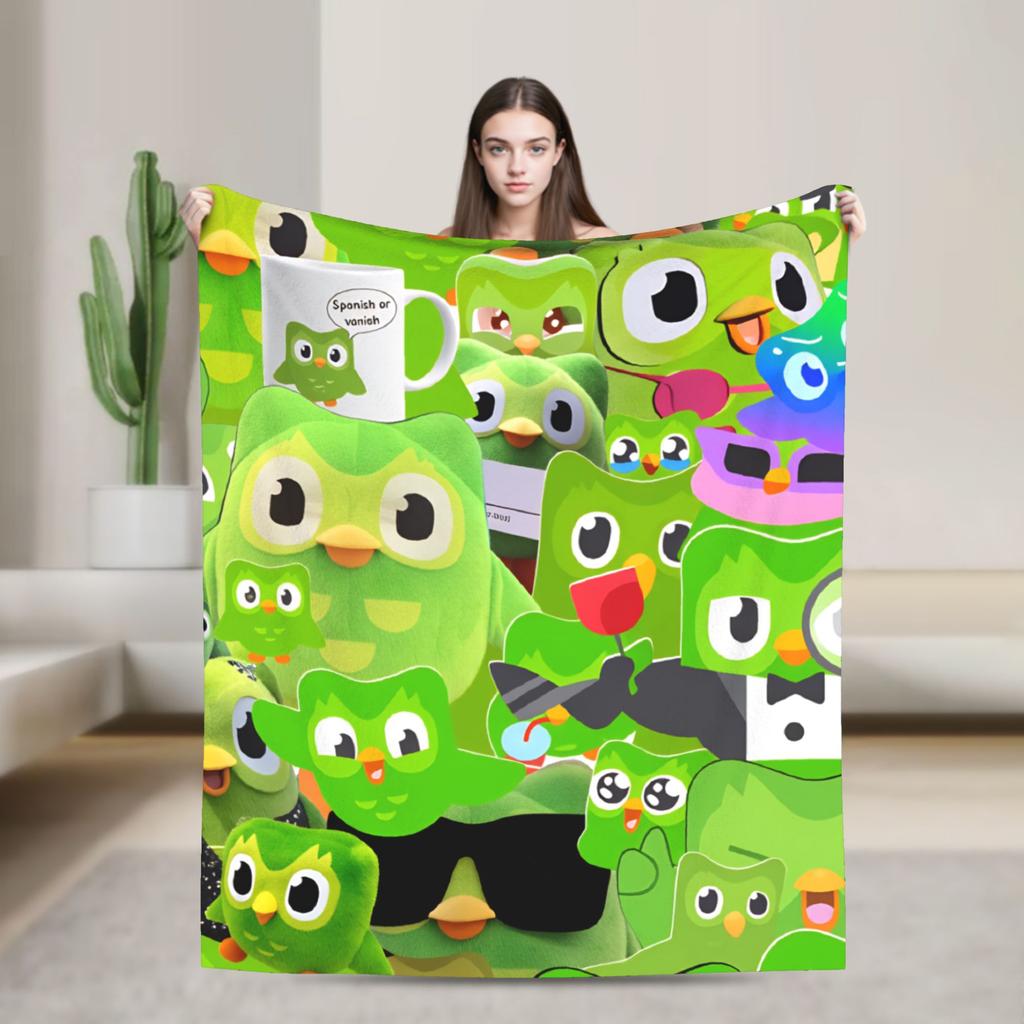 Warm Blanket Picnic Duolingos Owl Throw Blanket Flannel Bedspread For Outdoor Pattern Sofa Bed Cover