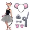 Mouse Costume Set Mouse Ear Headband Tail Nose Bow Tie Gloves Set Cosplay Costume Accessory for Halloween Christmas Parties
