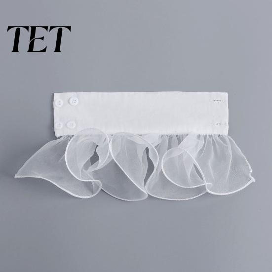 Breathable Snow Gauze Cuffs Detachable Ruffled for Women, Elastic Layered Tulle Fake Cuffs, Decorative Retro Wrist Accessories Sweaters Suits