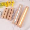 LED Night Light Base Rectangle Display Pedestal Faux Crystal Wooden Lighted Base Stand USB Charging Night Lamp Home Decor