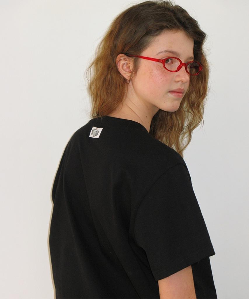 RONRON Rooftop Cat Applique T Shirt Black