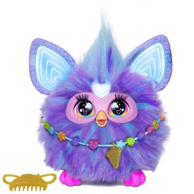 Hasbro Furby Фиолетовый Интерактивная игрушка для мальчиков и девочек возрастом с 15 Модная моторизованная плюшевая игрушка для Новой модели с голосовым управлением 6+ аксессуаров,