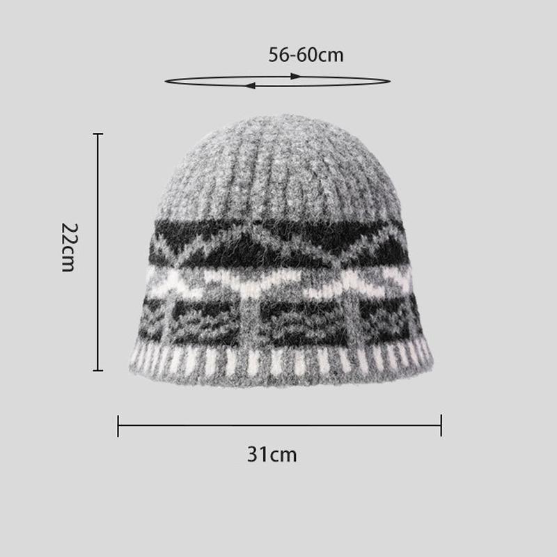 Винтажная жаккардовая вязаная шапка женская теплая шапка-рыбак шапка с защитой ушей