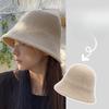 Autumn and Winter Solid Color Warm Hat for Women Japanese Simple Knitted Fisherman Hat Korean Face-showing Small Chenille Casual Basin Hat