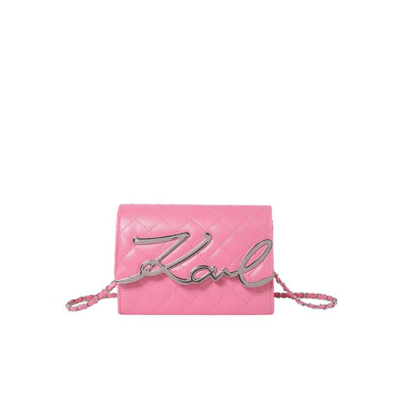 Chic 2024 Spring New Fashion Diamond Chain Shoulder Messenger Bag White Black Khaki Pink Orange