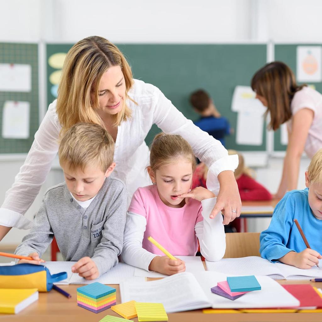 Yexiya 12 Pads Pop up 3x3 Refill Pop up Sticky Notes with Lined Bright Colors Self Stick Post for Office Shool Home