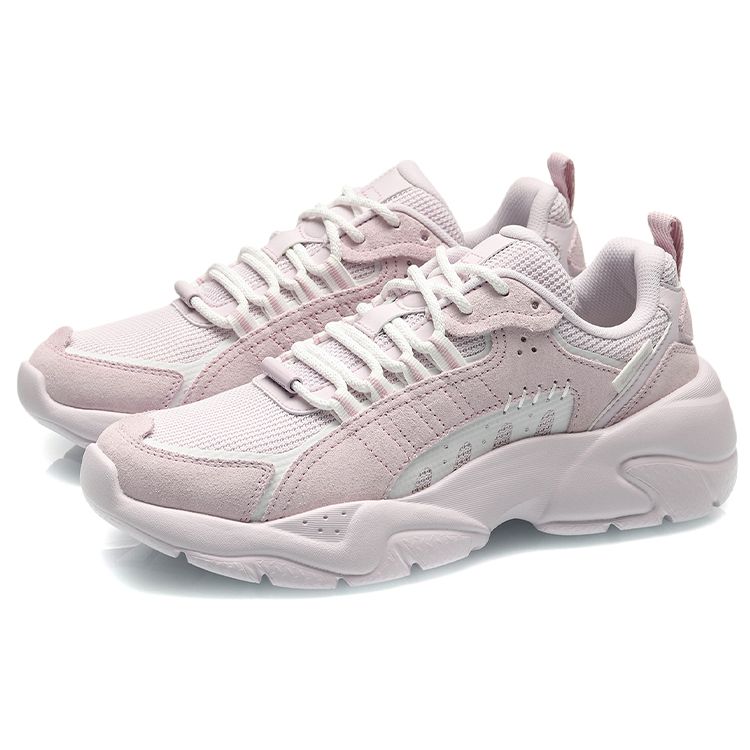 Li Ning Chasing The Moon амортизирующие нескользящие прочные низкие спортивные повседневные туфли женские кроссовки розовые белые AGLQ248-2