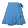 One Piece Lace Up Skirt High Waist Solid Color Ruffled Edge Short Skirt Cross-border Women's Clothing