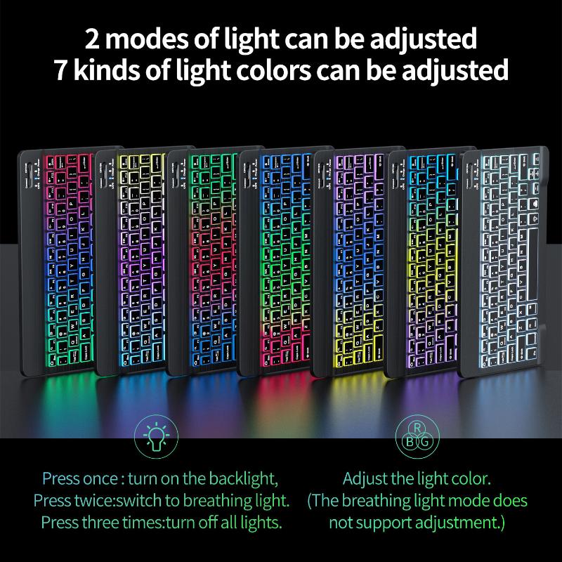 Backlit Led Keyboard 10 inch Wireless Rechargeable Keypads for iPad Tablet Phone PC Magnet Bluetooth Keyboard with Mouse