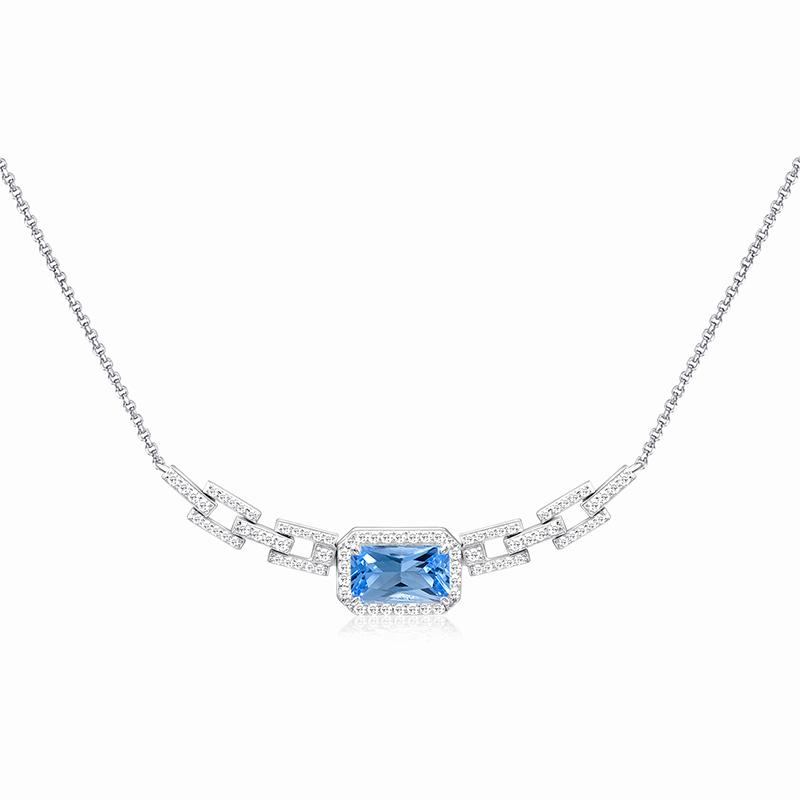 APM Monaco Small rectangular blue pendant adjustable necklace for women AC7376XCB