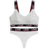 TERMEZY Women Push Up Bra Set Sexy Letter Sport Vest Bra Low Waist Thong Set Wire Free Bralette Lingerie Cotton Underwear Set