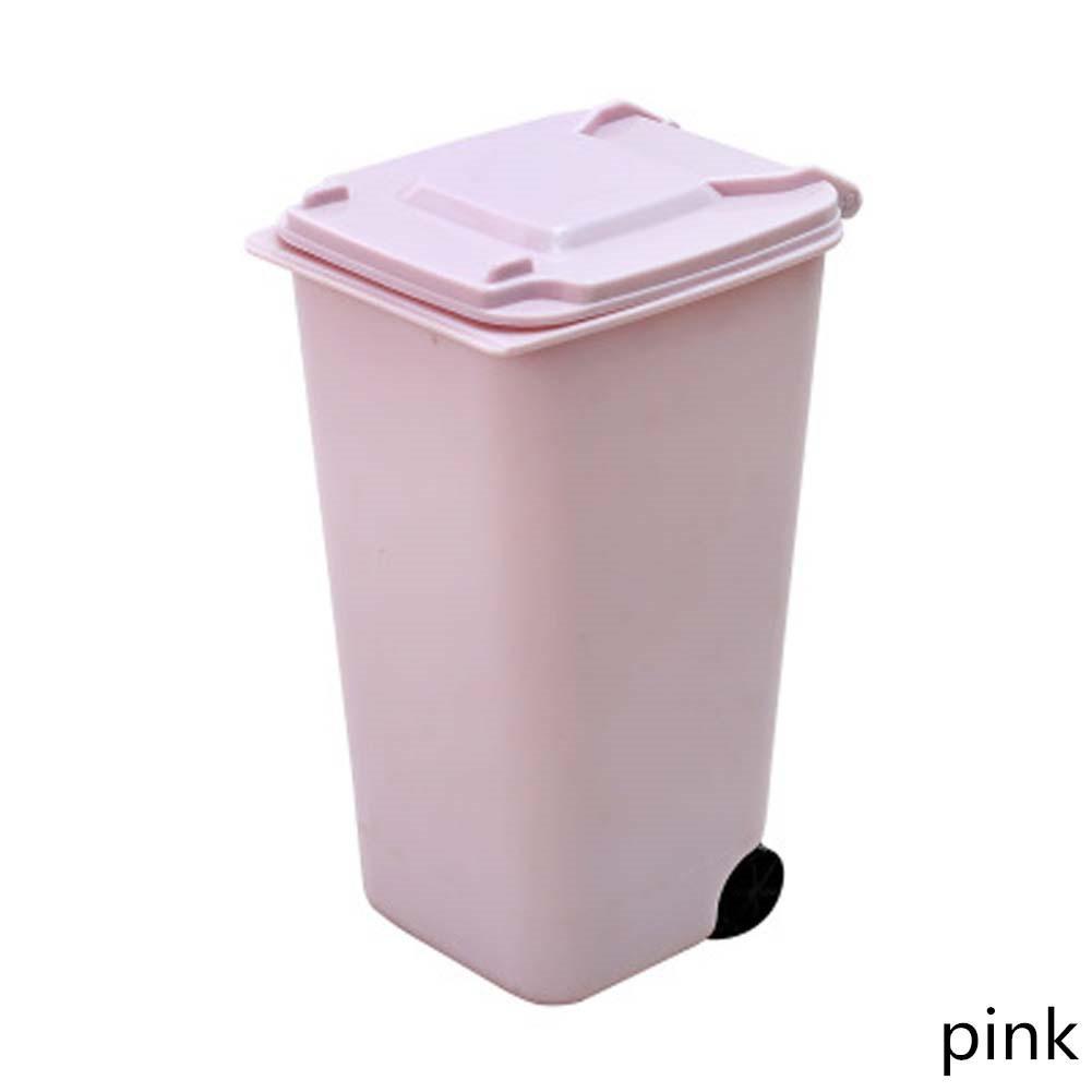 1 Pc Creative Plastic Mini Desktop Flip Trash Can Desktop Mini Dustbin