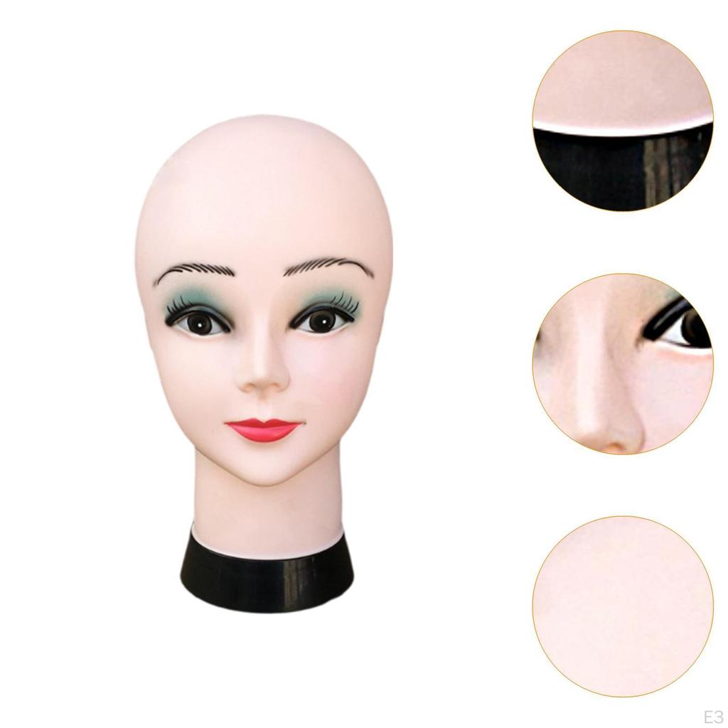 Bald Female Mannequin Head,Cosmetology Lightweight Beauty with Makeup Wig Holder Display Model
