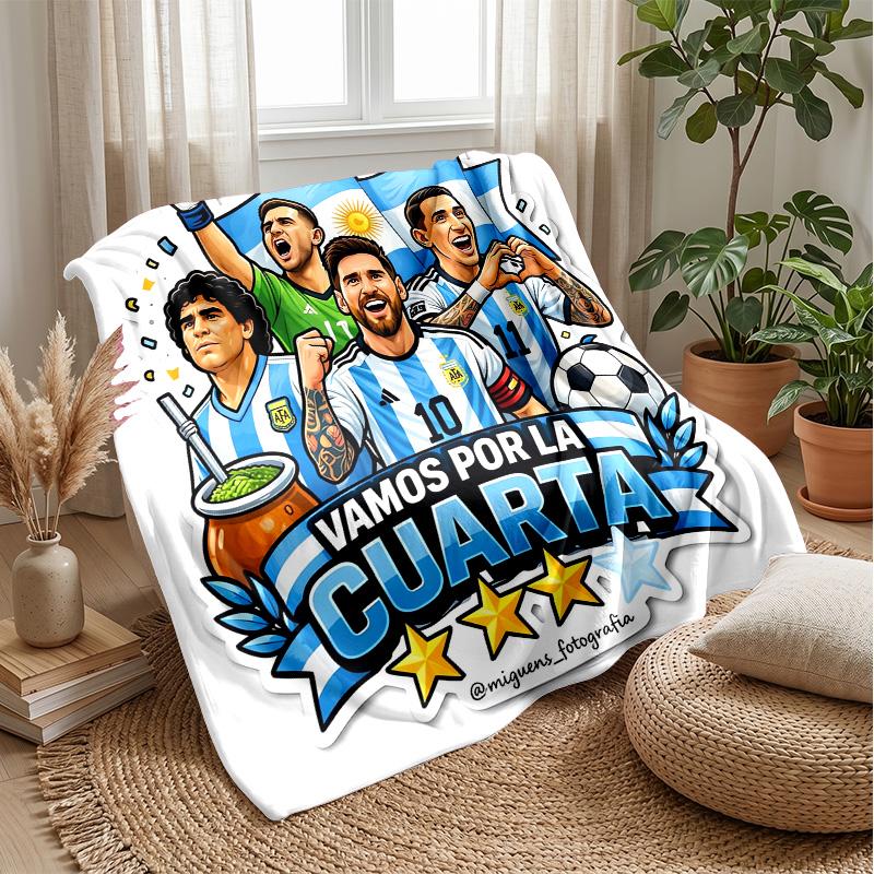 Argentina national football team Theme blanket Soft Flannel Blanket Plush Throw Blanket Cozy Sofa Bed Blanket for Home Decor