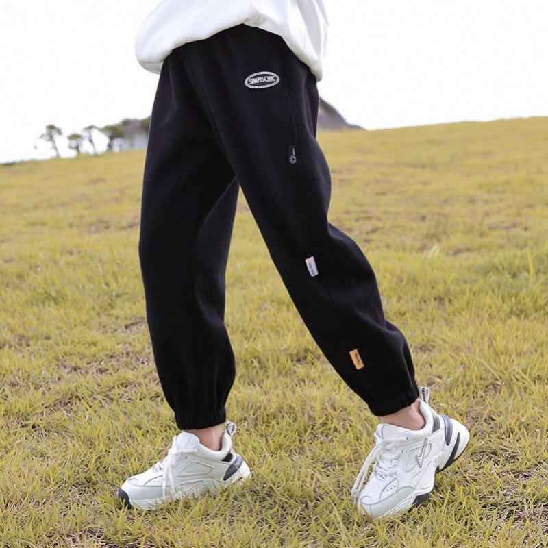 Спортивные штаны-шаровары на бархатной подкладке для девочек: Осенне-зимние модные утолщенные цельные спортивные брюки