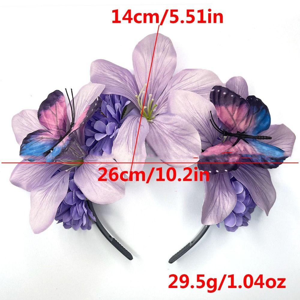 Sweet Simulation Flower Hair Hoop Garland Butterfly Floral Crown Hairband Elegant Headband Carnival Hair Accessories Photograph