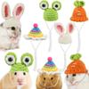 Party Clothes Accessories Knitted Hats with Adjustable Strap Handmade Hamster Hats Cute Pet Caps
