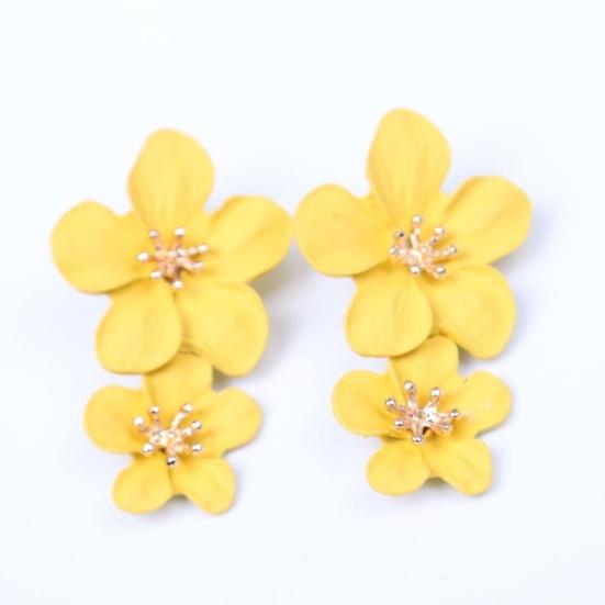 1 Pair Colorful Flower Stud Earrings Matte Bright Color Elegant Nonallergic Sweet Flower