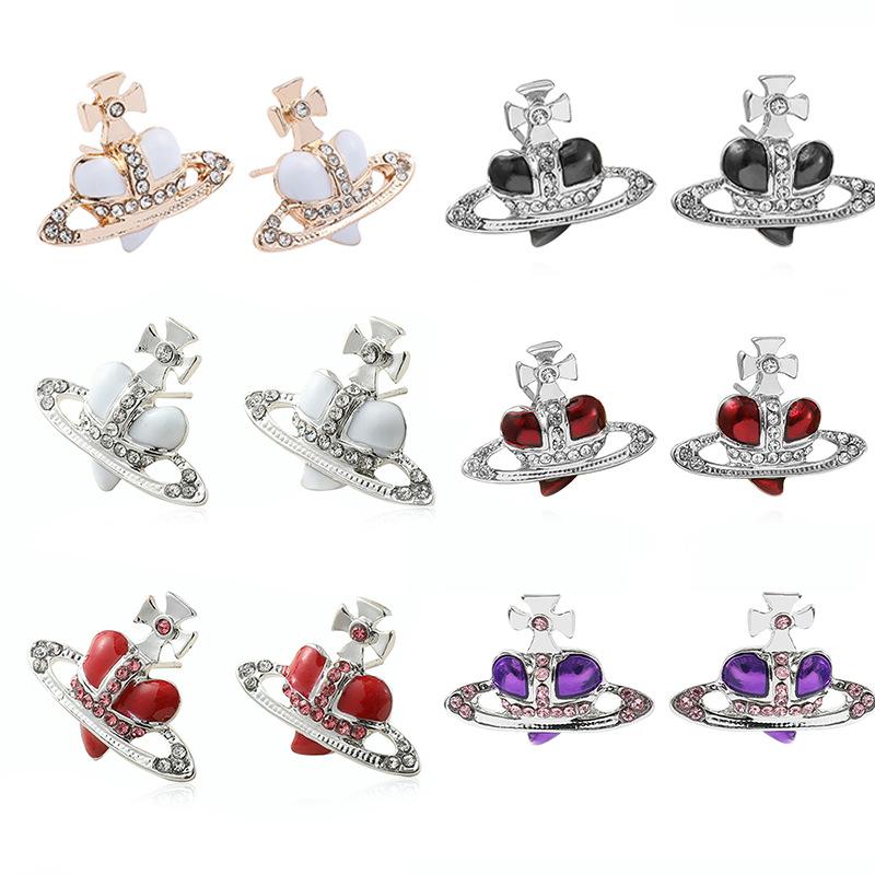 Модные серьги в готическом стиле Egirl с красными кристаллами в виде сердца и Сатурна, милые серьги с цирконием в форме лепестка, фея в стиле гранж, Y2k, ювелирные изделия, подарок