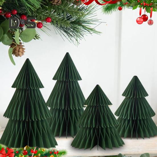 3D Paper Christmas Tree Reusable Tabletop Decor Honeycomb Tree Easy Assembly Mini Xmas Tree for Festive Party Table Centerpiece