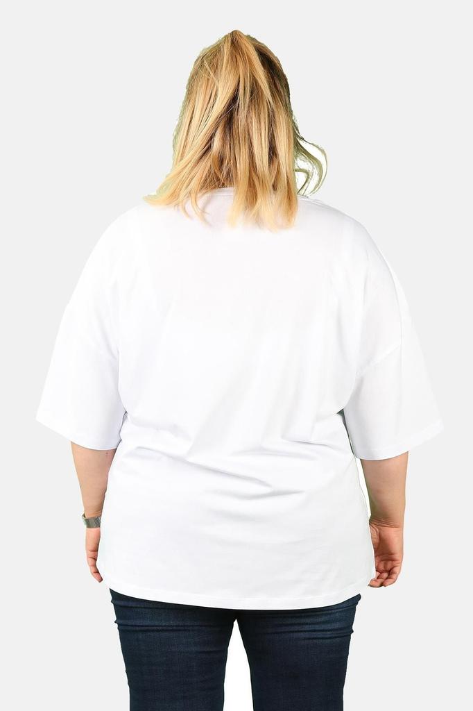 Женская стильная футболка большого размера, вискозная футболка больших размеров с v-образным вырезом, белая