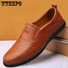 Мужские мокасины, деловая повседневная кожаная обувь без шнуровки, мокасины для вождения, туфли на плоской подошве, сшитые вручную