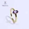 Natural Simple Gemstone Ring Mq 4*8mm Garnet Sky Topaz Amethyst Green Agate 18k Gold Over 925 Sterling Silver Fine Jewelry
