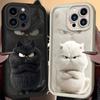 Крутой Черно-Белый Плюшевый Чехол-Кошка Для iPhone 16 15 14 13 12 11 Pro Max XS Max XR XS 7 8 Plus Ударопрочные Мягкие Силиконовые Чехлы