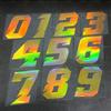 2pcs Gold Laser Motorcycle Number 0-9 Stickers Waterproof for Motorcycle Fairings Fuel Tank Helmet Scooter Universal Vinyl Decal