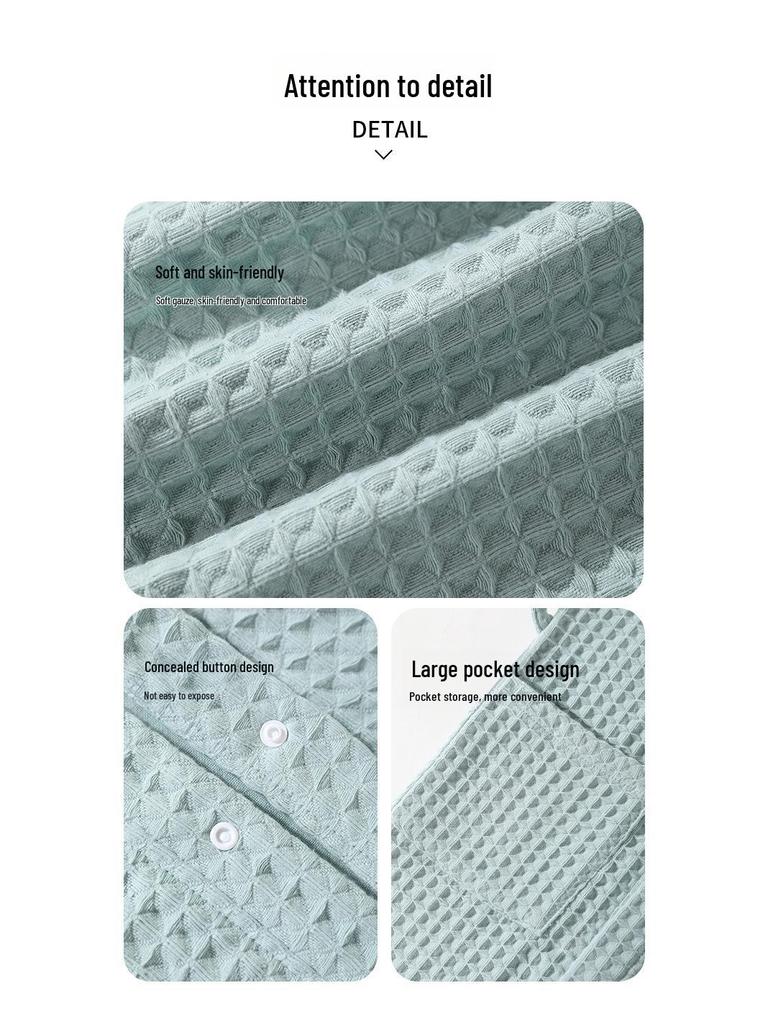 Drizzle Kids' Pure Cotton Hooded Quick-Dry Waffle Bathrobe