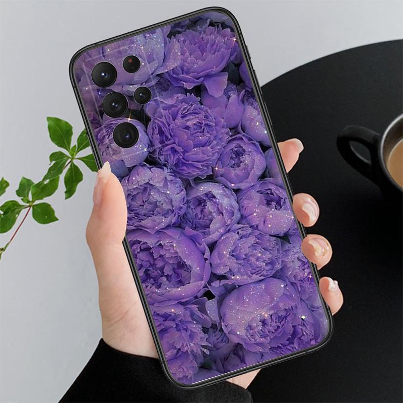 Фиолетовый Цветок Роза Пион Вишня Чехол для Телефона Для Samsung Galaxy S26 S25 S24 S23 S22 Ultra S23 S22 S25 Plus S24 FE S26Edge
