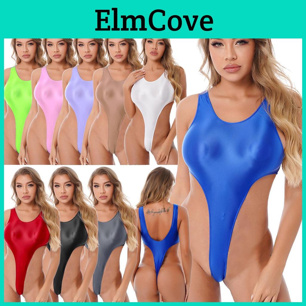 Swimsuit One Womens Backless Piece In Glossy Fabric With High Cut Leg Design For Beach Or Pool Parties