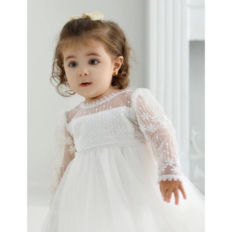 Детские крестильные принадлежности, платье для малышей, платье для девочек, вечеринка, день рождения, свадьба, принцесса, белые платья для детей, девочка