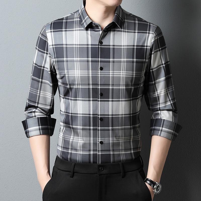 Модная клетчатая рубашка для молодых и мужчин среднего возраста. Весенний новый красивый кардиган. Модная повседневная рубашка в корейском стиле.